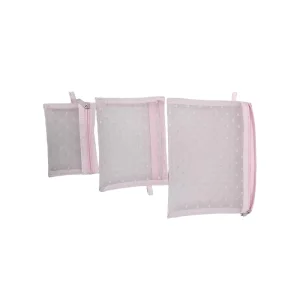 Large Capacity Fashionable Girls Cosmetic Bag with Heart Pattern Mesh Zipper Portable Outdoor Travel Makeup Storage