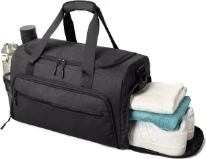 Large Capacity Foldable Weekender Gym Duffel Bag Waterproof Travel Bag with Shoes Compartment & Wet Pocket for Sports & Trip