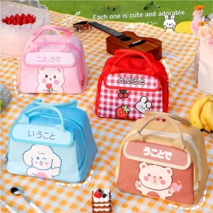 Large Capacity Insulated Lunch Bag with Cute Animal Print Waterproof Thermal for Work School Office Picnic Food Storage