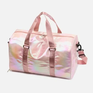 Large Capacity Ladies Yoga Gym Bag Workout Travel Duffel Sport Bag Holographic Waterproof Travel Bag with Shoe Compartment