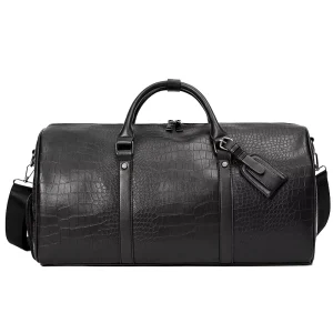 Large Capacity Luxury Unisex Duffel Travel Bag Multi-functional Waterproof Geometric Pattern PU Leather Zipper