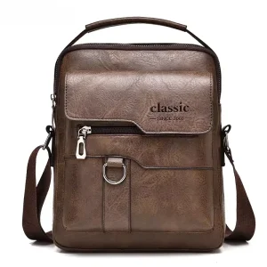 Large Capacity Men’s Fashion Shoulder Messenger Tote Bag with Zippers Crossbody Artificial Leather for Daily Use Travel