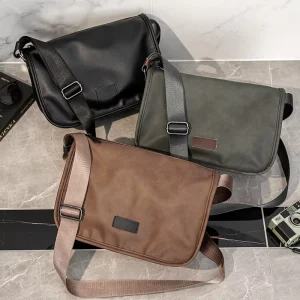 Large Capacity Messenger Bag Business Man Crossbody Bags Fashion Simple PU Leather Shoulder Bag