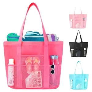 Large Capacity Multifunctional Beach Bag with Zipper Closure Portable Shoulder Storage for Travel and Swimsuit Cross Border