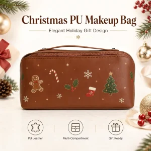 Large Capacity PU Cosmetic Bag with Multiple Separate Flat Open Makeup Organizer Travel Toiletry Storage Bag