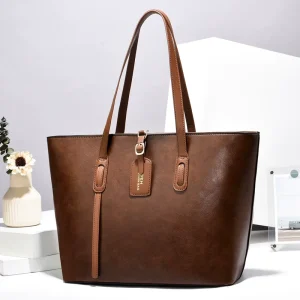 Large Capacity PU Ladies Tote Bag with Zipper Closure for Women’s Shoulder Crossbody Handbags