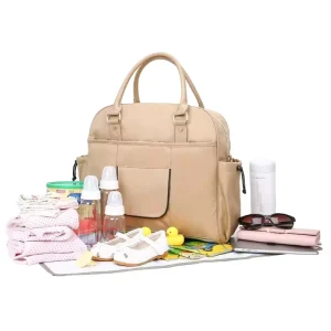 Large Capacity Polyester Baby Diaper Bag with Zipper Closure Multi Pocket Special Purpose Case