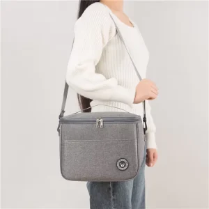 Large-Capacity Portable Insulated Oxford 2-Person Thermal Lunch Box Bag Shoulder Strap Thickened Waterproof Zipper Closure for
