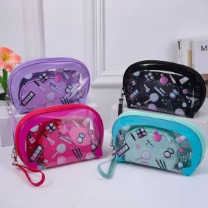 Large Capacity Portable Transparent Fashion Cosmetic Bag Storage Bag for Girls Cute Toiletry Bag