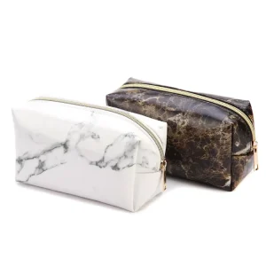 Large Capacity Pouch Toiletry Cosmetic Storage Bag Eco Friendly Custom Logo Zipper PU Leather Makeup Bag