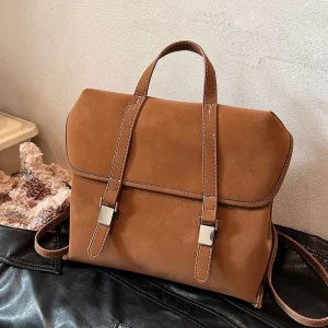 Large Capacity Retro Mori Meng Crossbody Messenger Bag for Women Autumn Winter Niche Durable PU Material