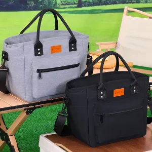 Large Capacity Waterproof Insulated Lunch Bag Zipper Closure Front Pocket Thermal Storage for Office Workers Students