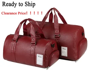 Large Capacity Waterproof Luxury PU Leather Sport Travel Gym Duffle Luggage Bag With Shoe Compartment for Men