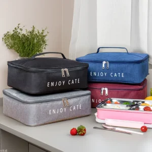 Large Capacity Waterproof Oil-Proof Insulated Lunch Bag Oxford Material Convenient Handbag Zipper School Students Lunch Bag