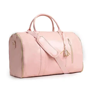 Large Capacity Waterproof PU Leather Duffle Bags Carry On Garment Bag Folding Durable Handing Travel Suit Bags