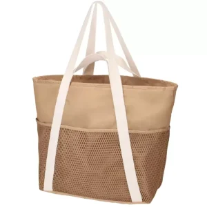 Large Capacity Waterproof Polyester Beach Handbag Drawstring Zipper Closure Lightweight Foldable Portable Sand-Proof