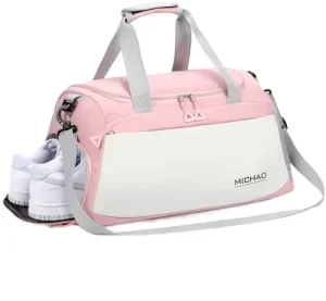 Large Capacity Waterproof Sports Gym Duffle Bag for Women Pink Wet Dry Separation Nylon Lining Handbag Weekend Excursion Travel