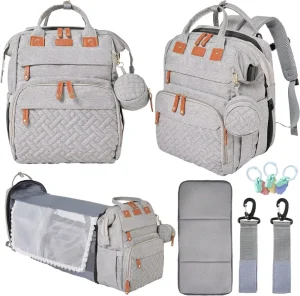 Large Capacity Waterproof Tote Bag Baby Diaper Backpack for Mom with Nappy Changing Feature