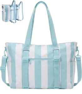 Large Capacity Waterproof Zipper Stripes Beach Tote Bag Summer Handheld Travel For Women EU US Style Sports Picnic Bag