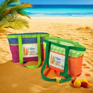 Large Custom Logo Summer Mesh Beach Bag Beach Tote Bag for Women
