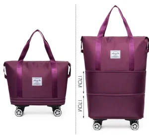 Large Expandable Waterproof Polyester Luggage Travel Bag Foldable Gym Sport Training Weekend Oxford Rolling Duffel Bag