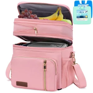 Large Insulated Lunch Bags Leakproof Double Deck Soft Cooler Tote Durable Portable for Work Outdoor Travel Fashionable Food Cans
