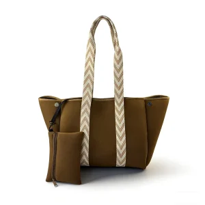 Large Neoprene Tote Bag for Women Handbag for Travel Work and Beach with Pockets and Zipper Pouch
