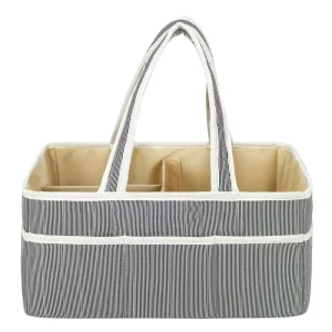 Large Nylon Diaper Caddy Portable Long Handle Baby Diaper Organizer Multifunction Storage Bag with Sidepocket for Baby Essential