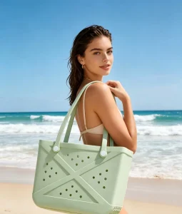 Large Pink Molded EVA Tote Bag with Ventilation Holes EVA Beach Tote Bag Silicone Style Washable Durable Eva Bag Silicone