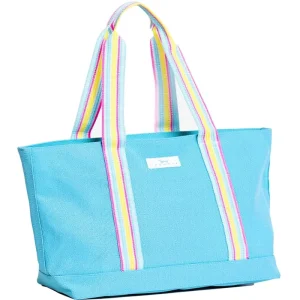 Large Striped Beach Bag for Women Durable Mesh Woven Beach & Pool Tote Sand Escapes