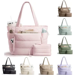 Large-capacity Lightweight Polyester Tote Bags Solid-color Casual Tote Bags