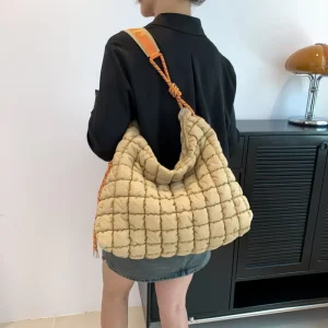 Large capacity Women’s Cloud Soft Oversized Totebag Puffer Crossbody Pleated Shoulder Bag Sling Dumpling Bag