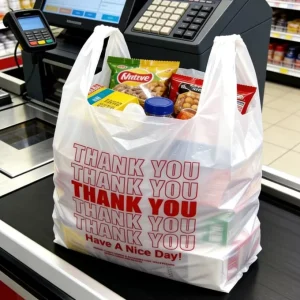 Leak Resistant Plastic T Shirt Bags for Fast Food Burger Shop Takeout Custom Size Plastic Vest Bag