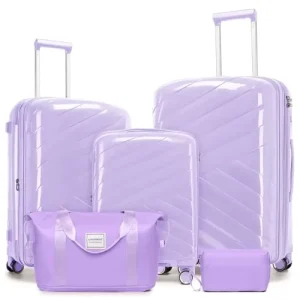Light Purple 3 Piece Luggage Set (20/24/28 Inch) Hardside Suitcase Trolley with Spinner Wheels Travel Luggage Set