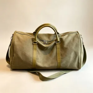 Lightweight Durable Men’s Fashion Canvas Sports Duffel Bag with Zipper Closure Shoe Compartment Letter Pattern