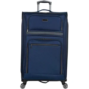 Lightweight Fashionable Softside Expandable Front Open 8 Wheel Spinner Suitcase Polyester Unisex Travel Bag with Large Capacity