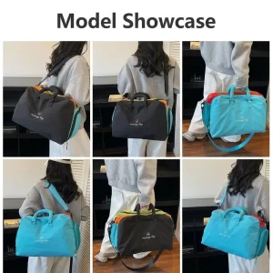 Lightweight Nylon Waterproof Travel Bag for Men Student Fitness Use Large Capacity Duffel Polyester Lining Multi Color