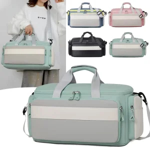 Lightweight Travel Duffel Bag with Luggage Strap Large Capacity Weekender Bag Multi pocket Overnight Bag for Travel & Gym