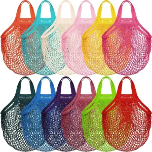 Long Shoulder Belt Canvas Cotton Shopping Tote Bag Long Handle Net String Shopping Bag Cotton Reusable Shopping Tote Net String