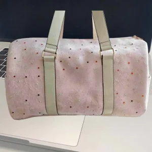 Low MOQ PU Leather Duffle Bag Suede Surface Multi Color Rhinestone Dot