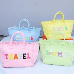 Low MOQ USA Warehouse High Quality Canvas Bags for Women Ladies Fashion Handbags Beach Tote Bag