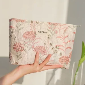 Low Moq Cosmetic Bag Small Vintage Purple Flowers Cosmetics Lipstick Storage Bag