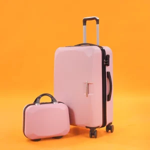 Luggage Suitcase Piece Set Carry on ABS+PC Spinner Trolley with Pocket Compartment Weekend Bag (Sakura Pink, 20in Carry On)