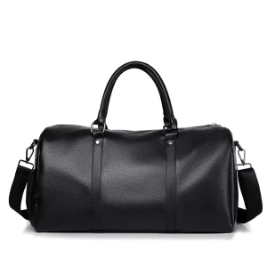 Luggage Travel Bag Embossed Logo Durable Large Capacity Storage PU Leather Outdoor Weekend Fashion Bag