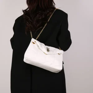 Luxurious Women’s Single Shoulder Crossbody Bag PU Large Capacity New Fashionable Design Chain Details Portable Polyester Fiber