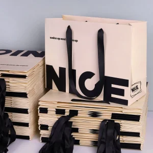 Luxury Custom Logo Printed Gift Boutique Colorful Ribbon Shopping Paper Bags With Your Own Logo Personalized Design