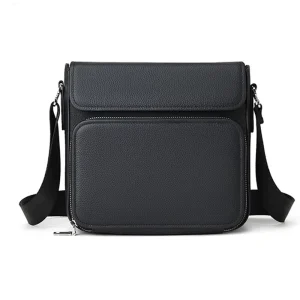 Luxury Designer Genuine Leather Fashion Trendy Men’s Messenger Bags With Embroidery Logo Strap and Shoulder Bags for Men