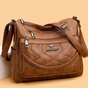 Luxury Designer Women’s Soft PU Leather Crossbody Shoulder Bag Zip Closure Messenger Purses for Fashion Summer Trends