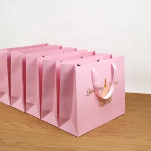 Luxury Eco Friendly Biodegradable Kraft Clothing Shopping Gift Printing Logo Custom Paper Bag With Ribbon Handle