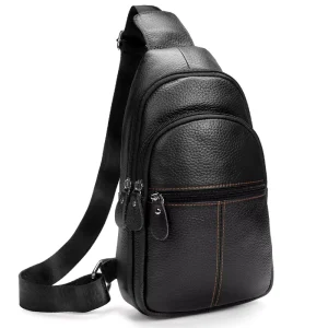 Luxury Genuine Leather Sling Crossbody Bag For Men And Women Shoulder Chest Bag For Work Travel And Daily Use